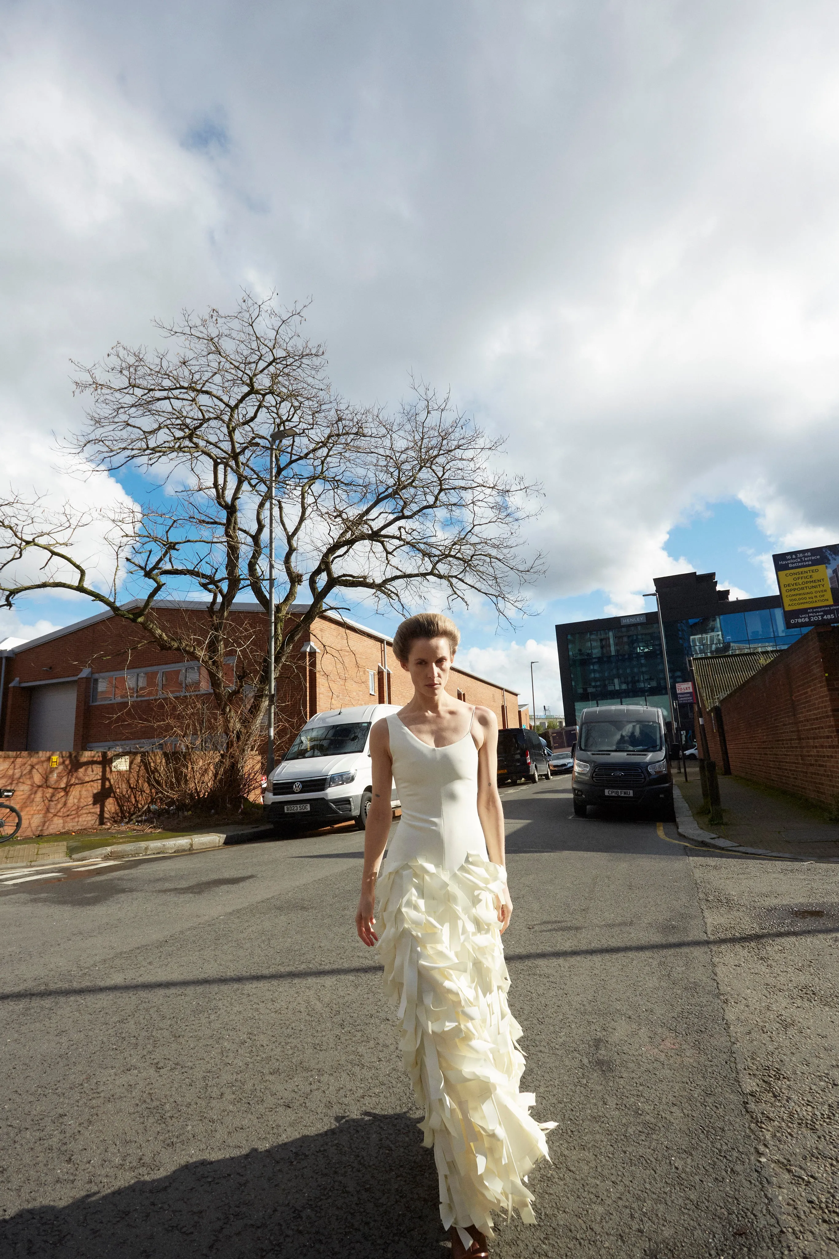 Multi Rectangle Maxi Dress With Front And Back Slits Ivory