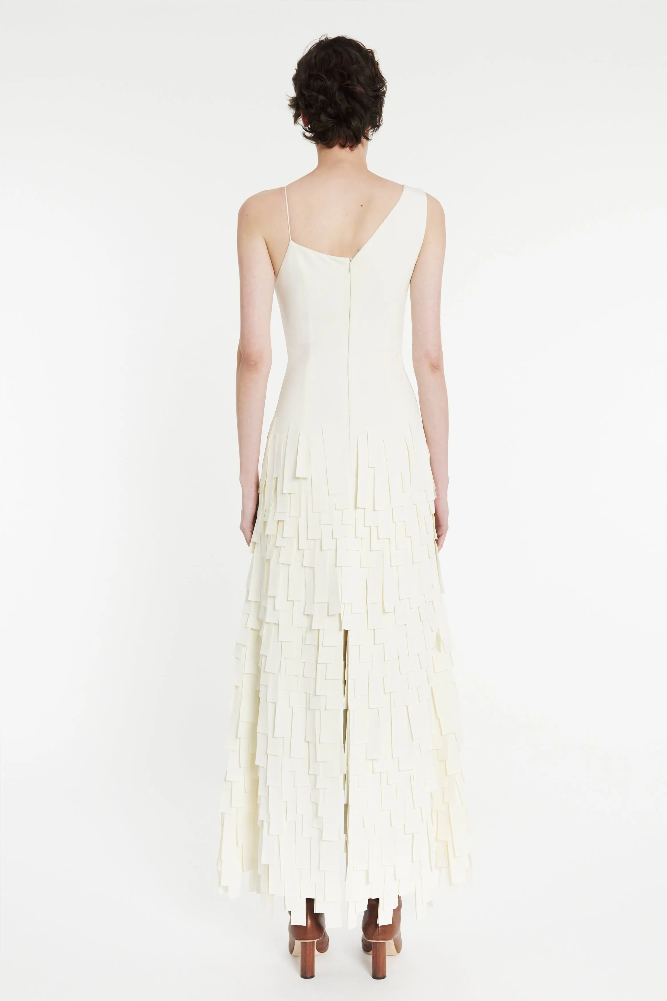 Multi Rectangle Maxi Dress With Front And Back Slits Ivory