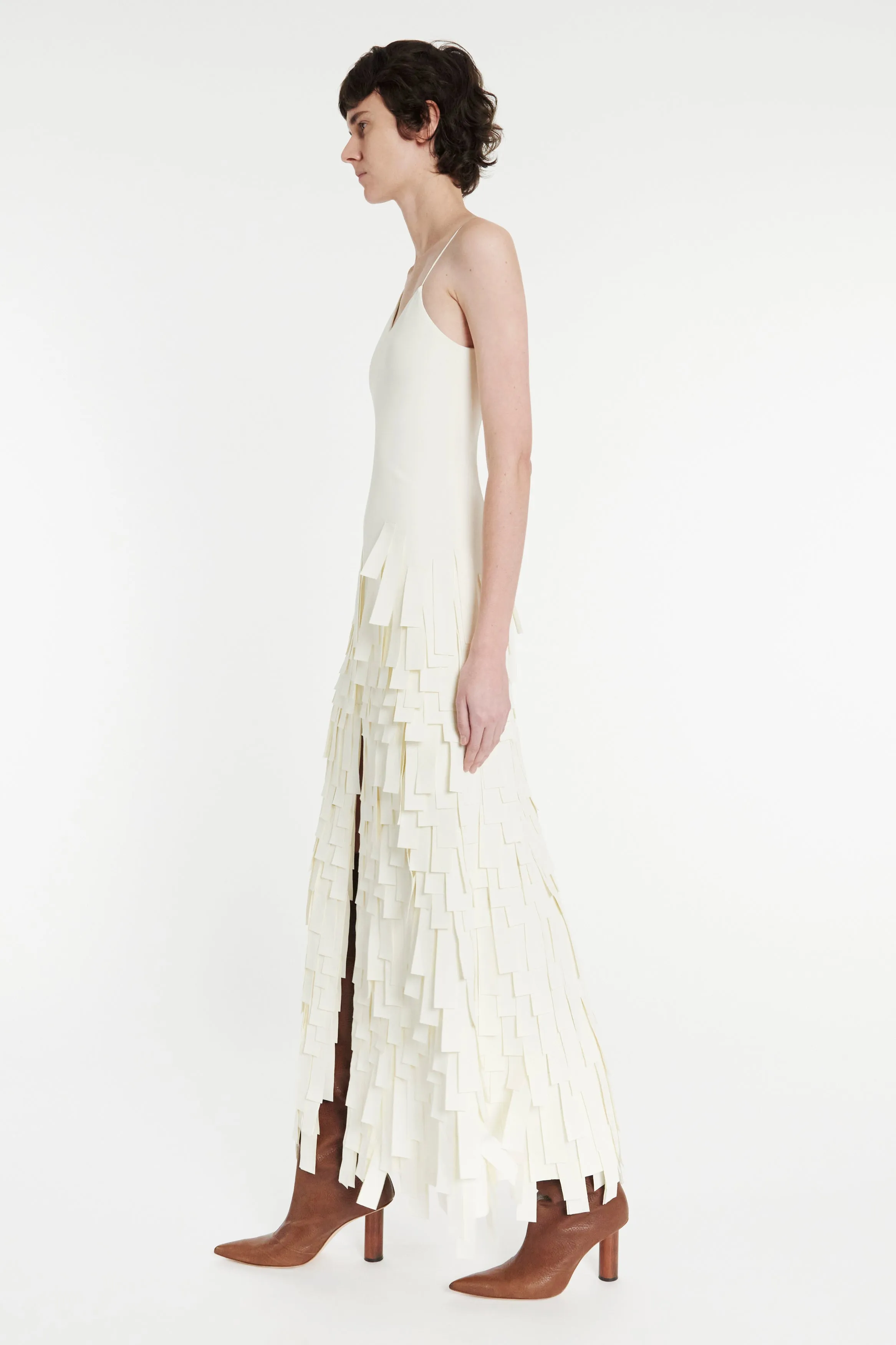 Multi Rectangle Maxi Dress With Front And Back Slits Ivory