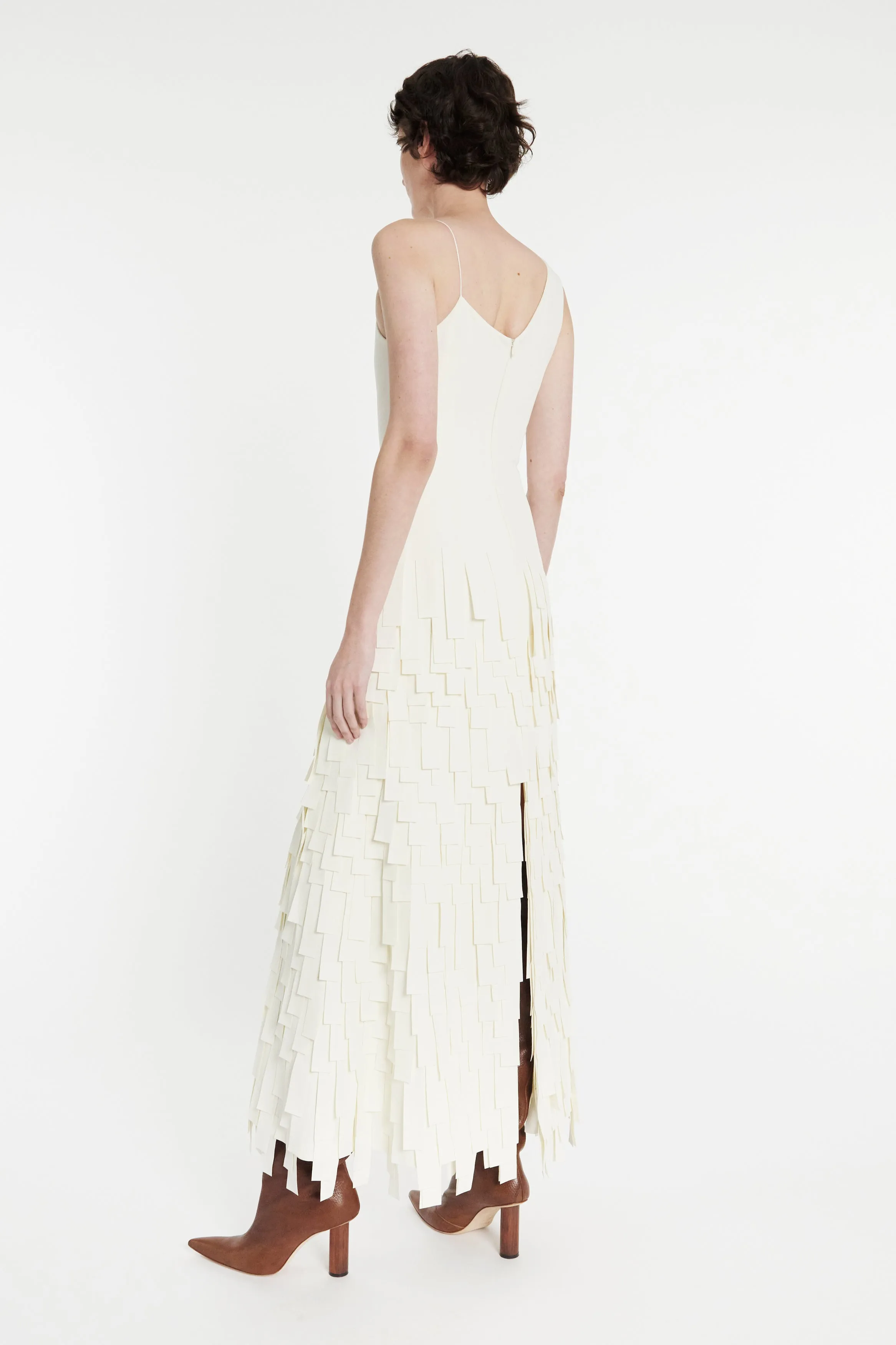 Multi Rectangle Maxi Dress With Front And Back Slits Ivory