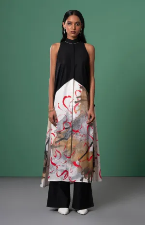 Multicolor longline top and flared trousers