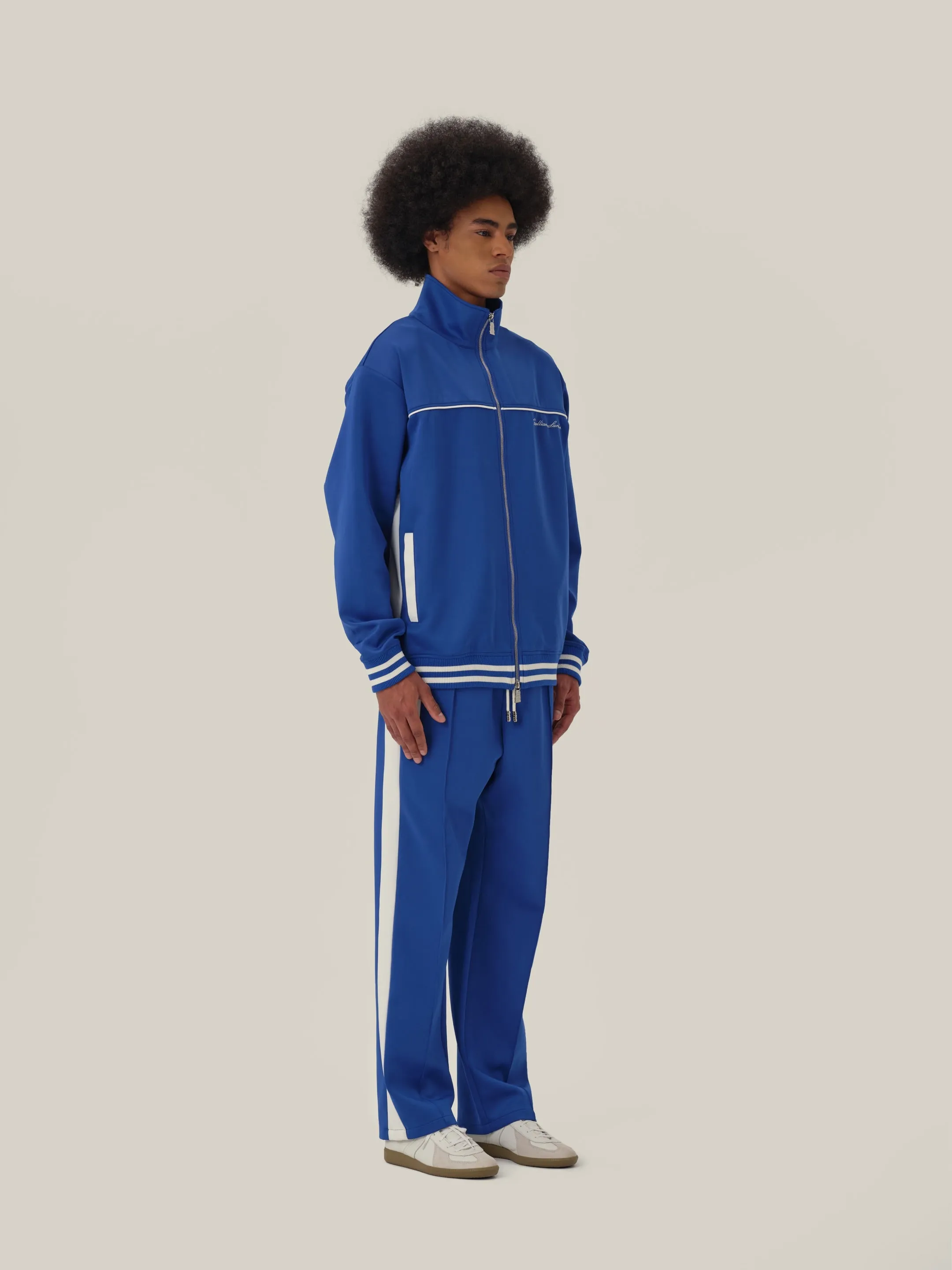 Navy Blue Retro Patchwork School Uniform Sweatpants