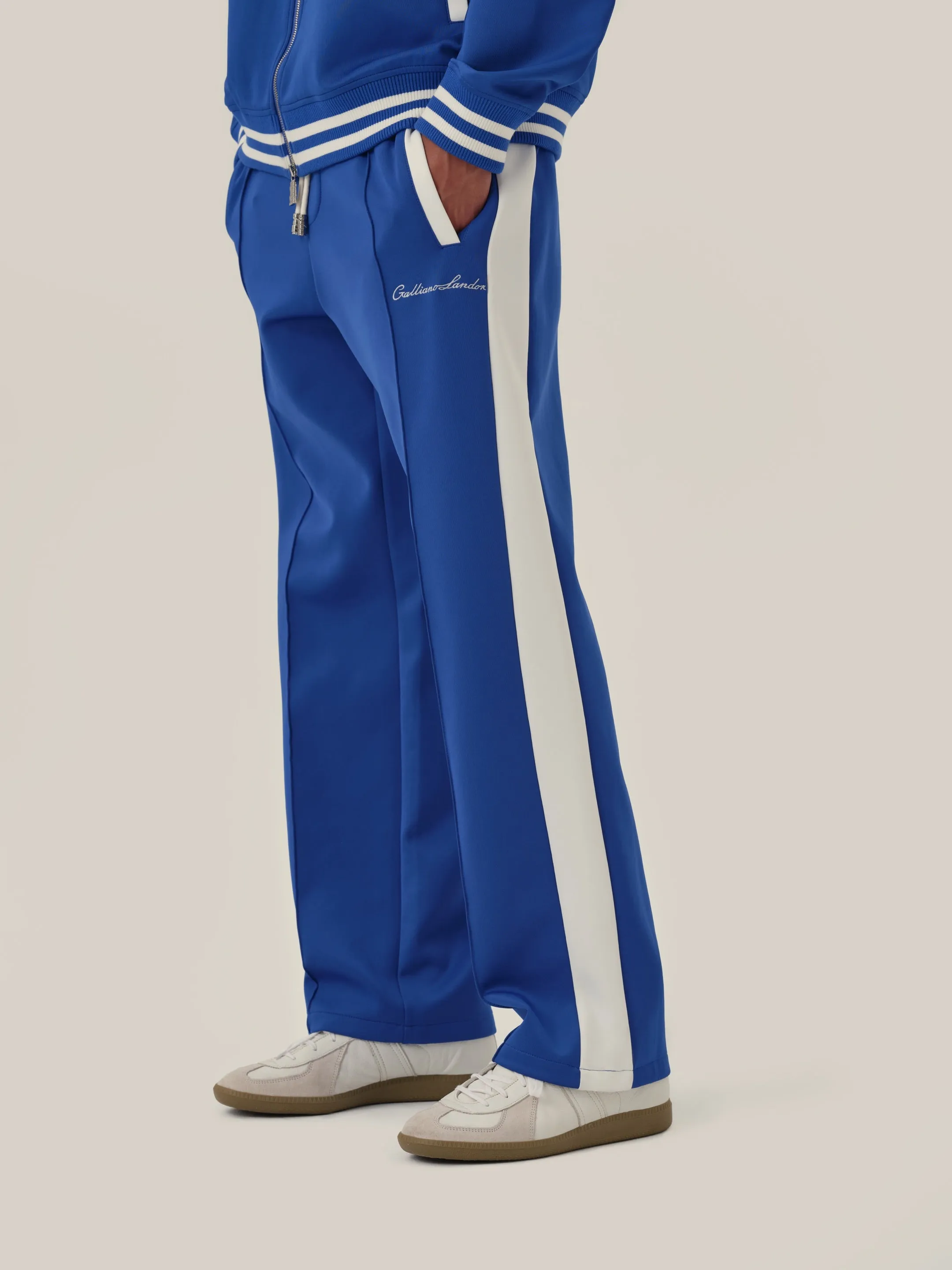 Navy Blue Retro Patchwork School Uniform Sweatpants
