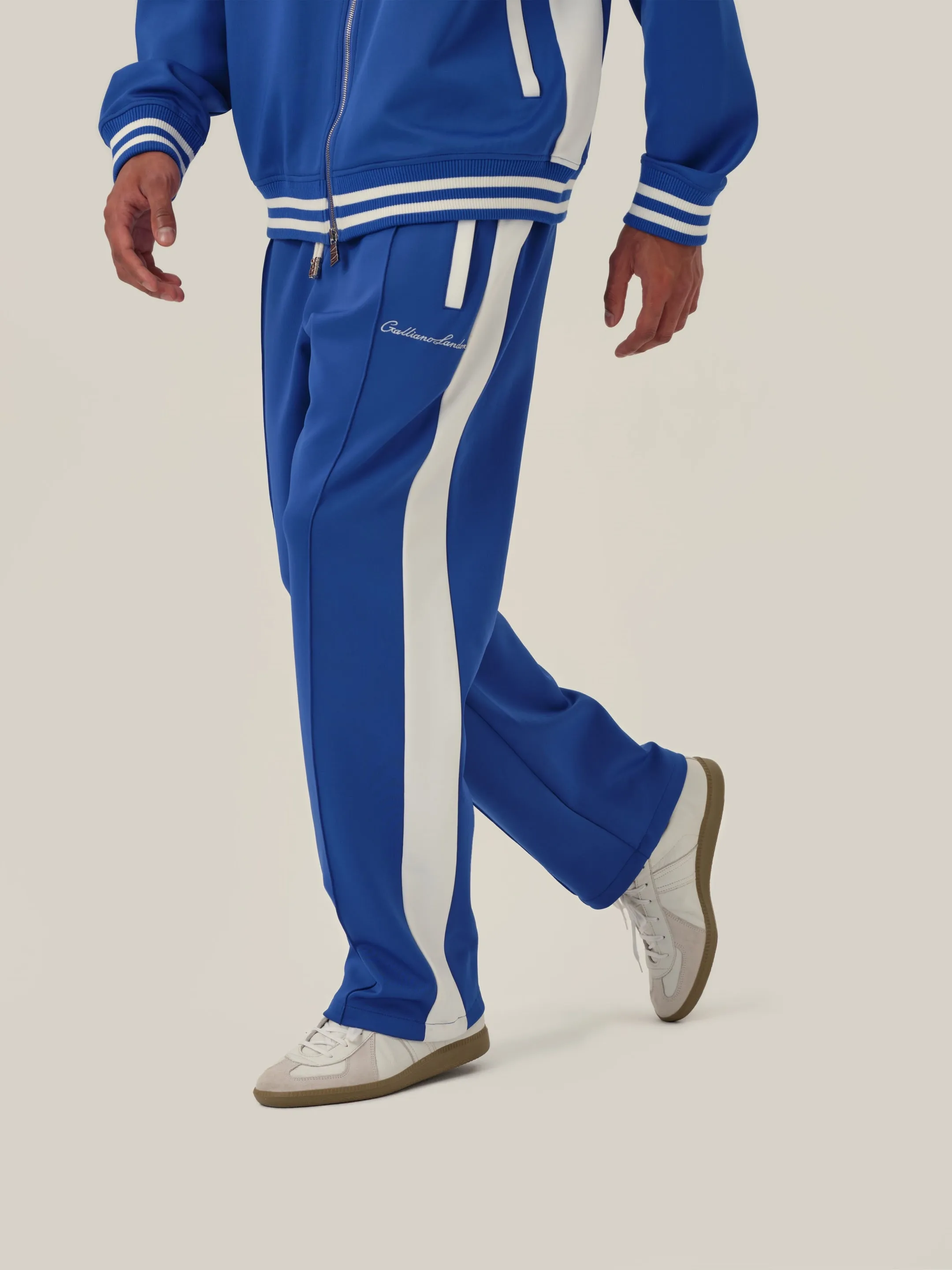 Navy Blue Retro Patchwork School Uniform Sweatpants