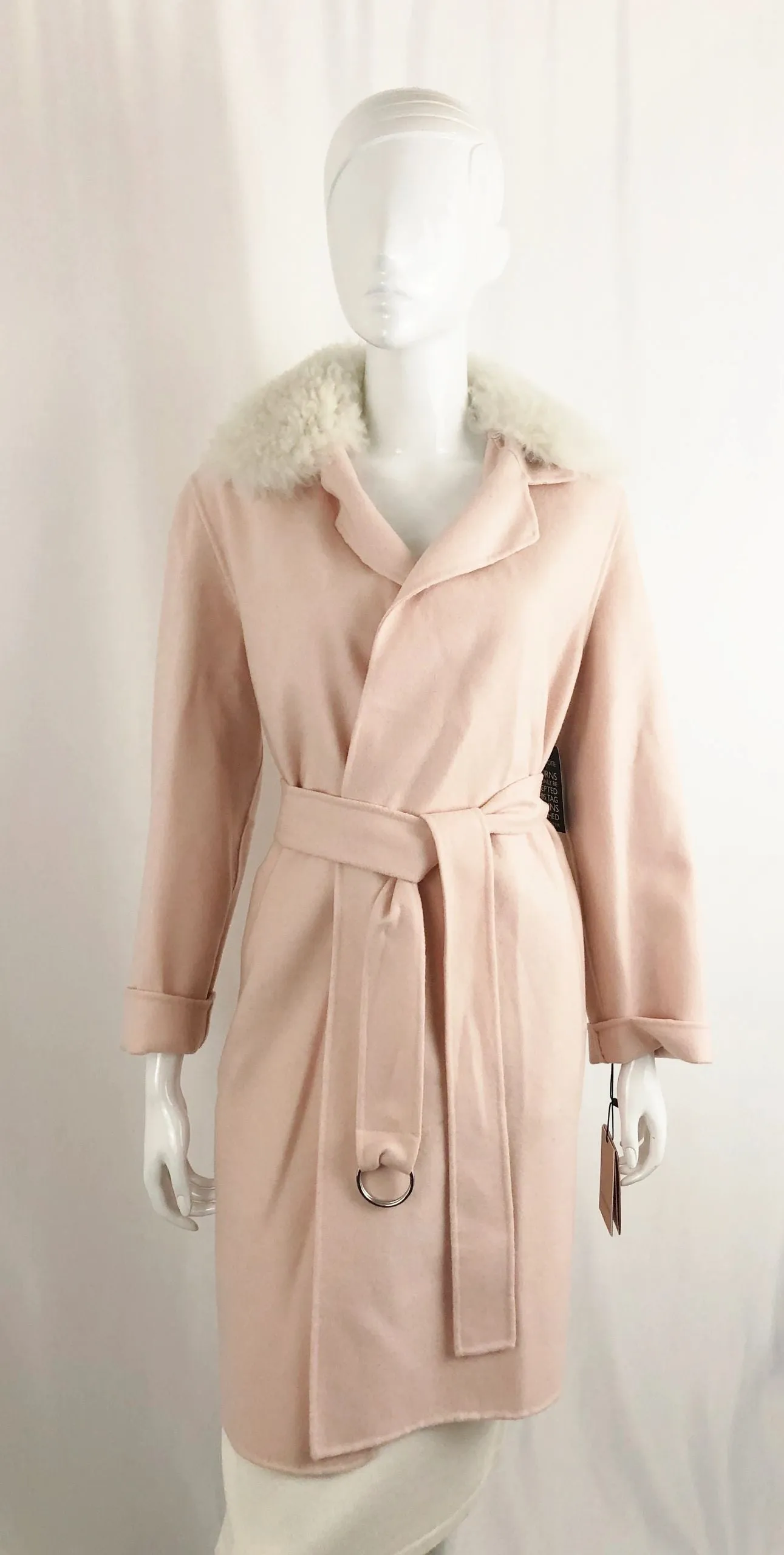 NEW Yves Salomon Lamb Collar Belted Coat Size 4