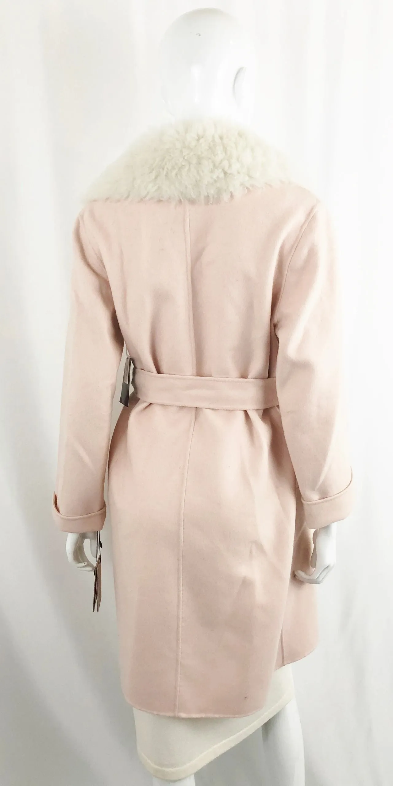 NEW Yves Salomon Lamb Collar Belted Coat Size 4