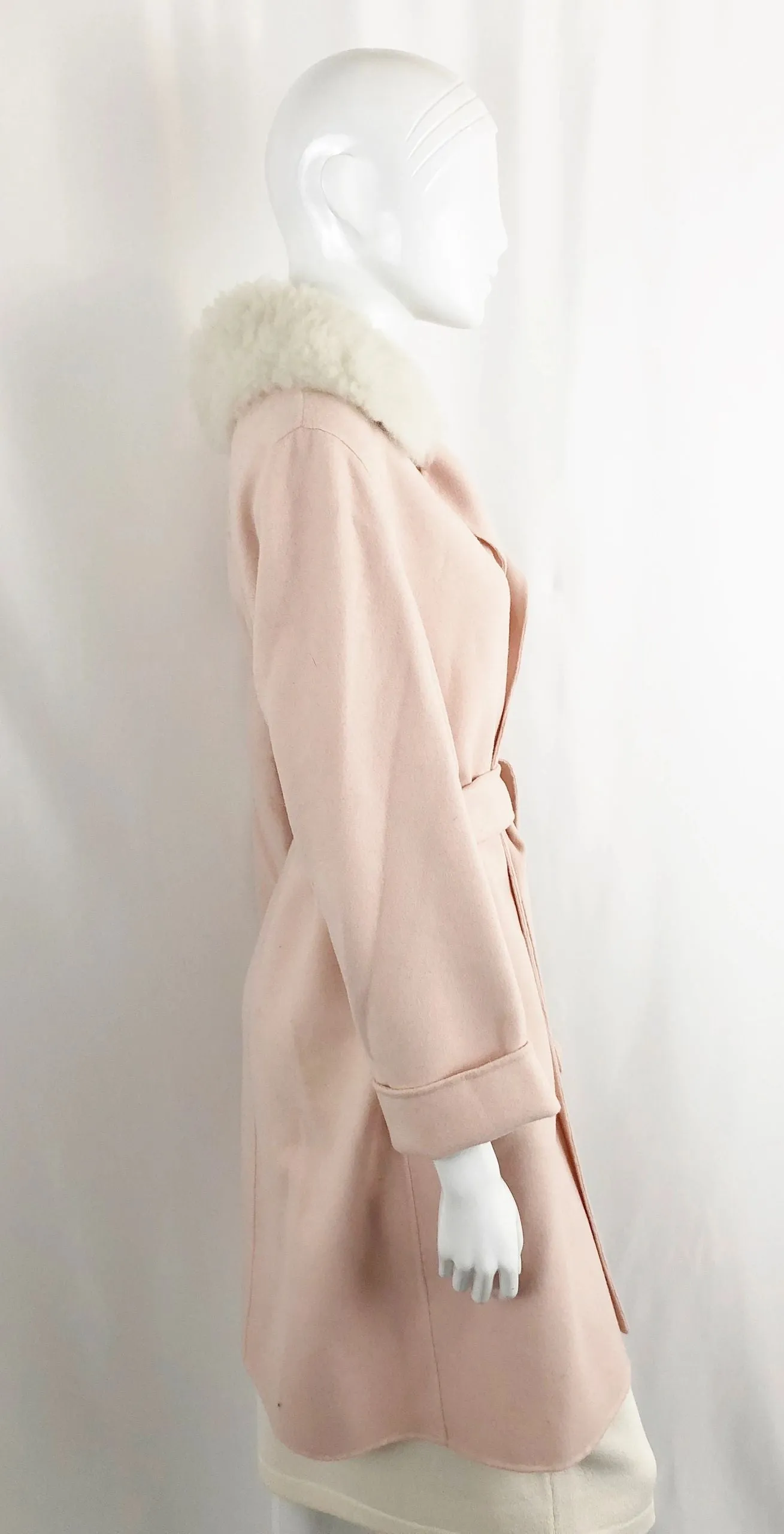 NEW Yves Salomon Lamb Collar Belted Coat Size 4
