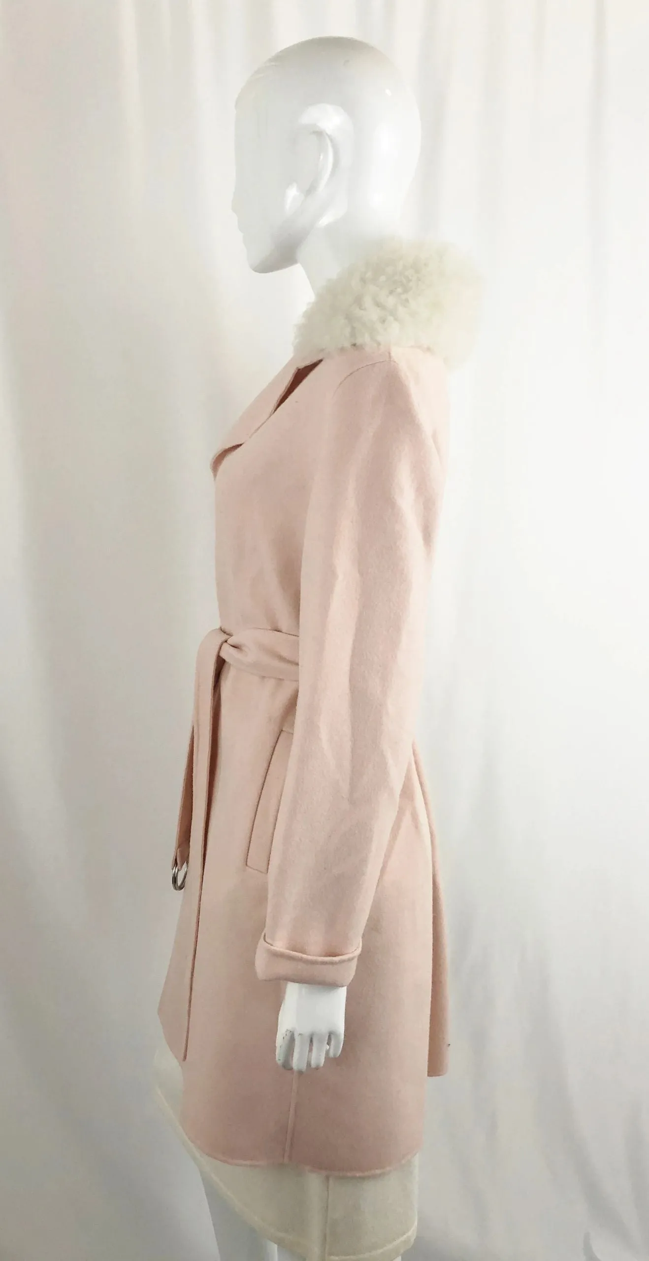 NEW Yves Salomon Lamb Collar Belted Coat Size 4