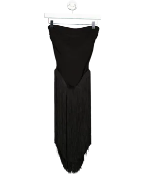 Norma Kamali Black 18" Fringe Bishop Strapless Mini Dress UK XS