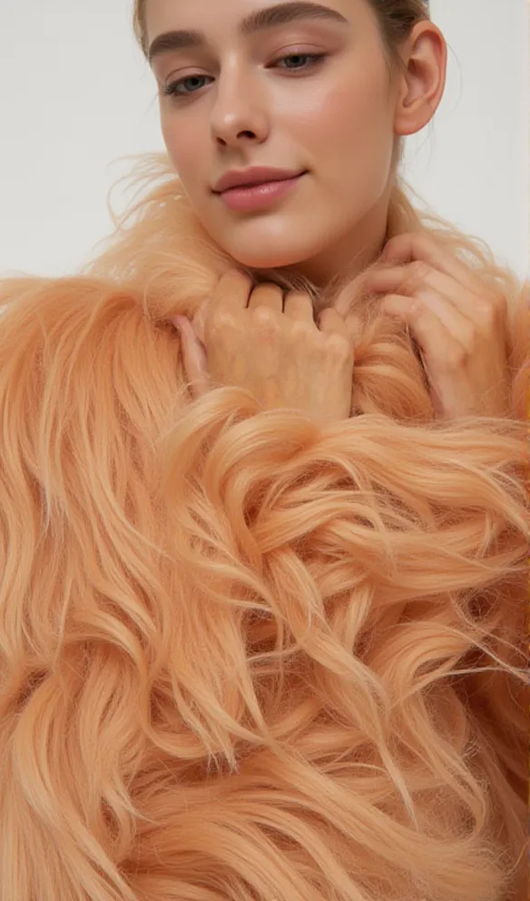 nude pink fur coat