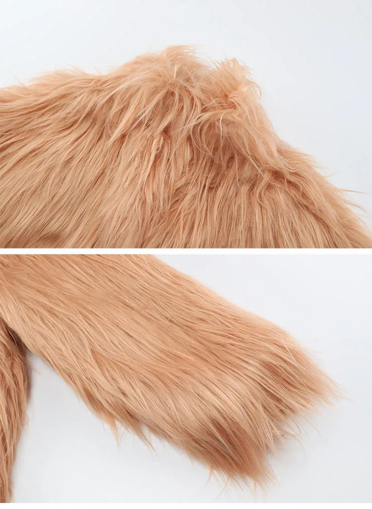 nude pink fur coat
