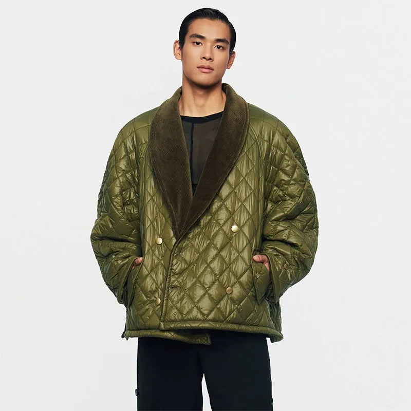 Olive Quilted Oversized Jacket