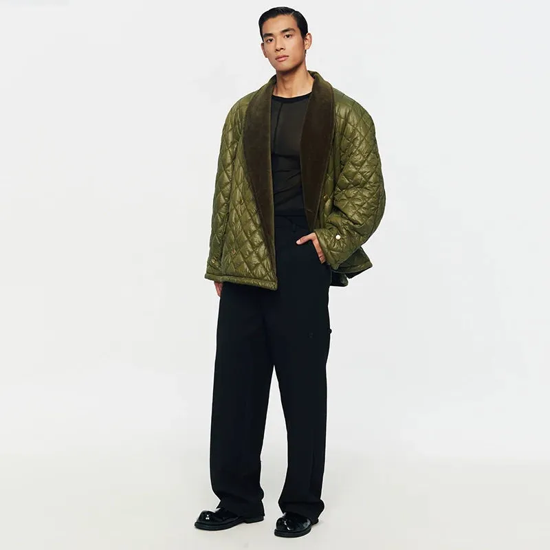 Olive Quilted Oversized Jacket