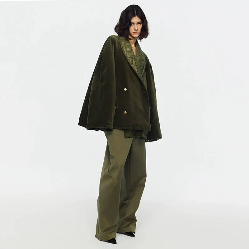 Olive Quilted Oversized Jacket