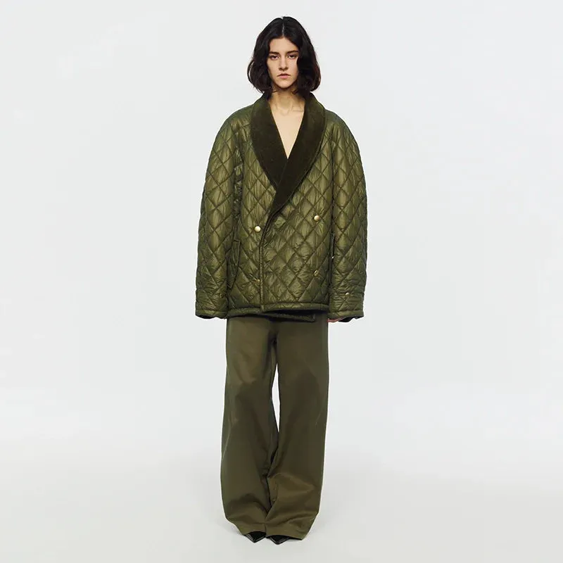 Olive Quilted Oversized Jacket