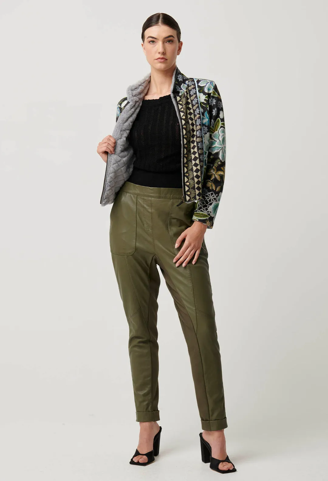 Once Was - Rylie Reversible Print Faux Fur Jacket in Dahlia Fields