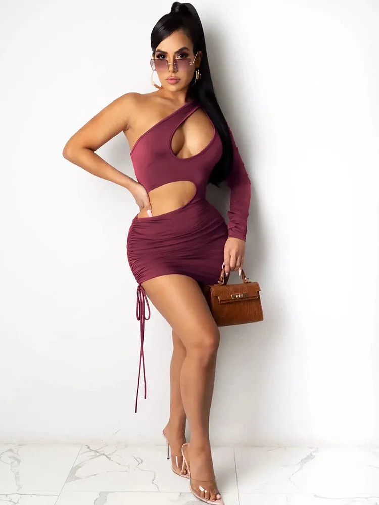 One Shoulder Cutout Mini Dress