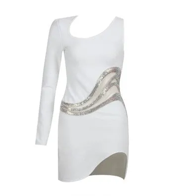 One Sleeve Crystal Bandage Dress