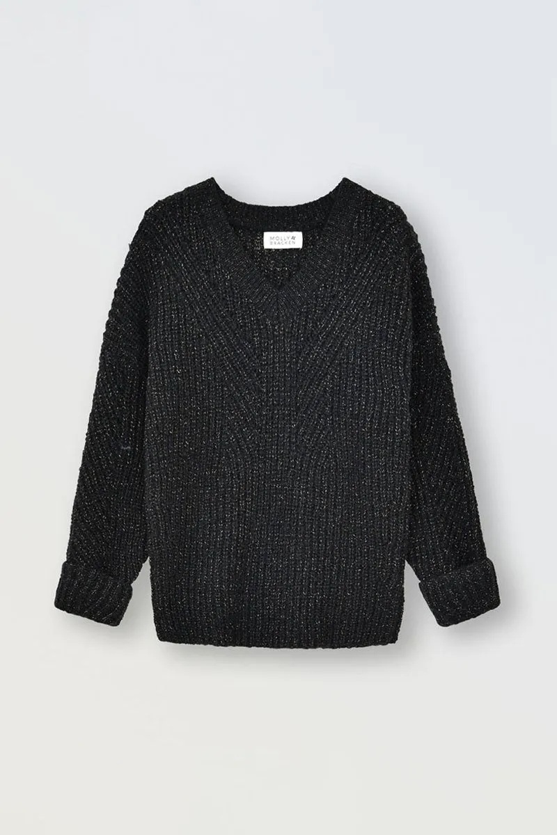 OPENWORK V-NECK SWEATER