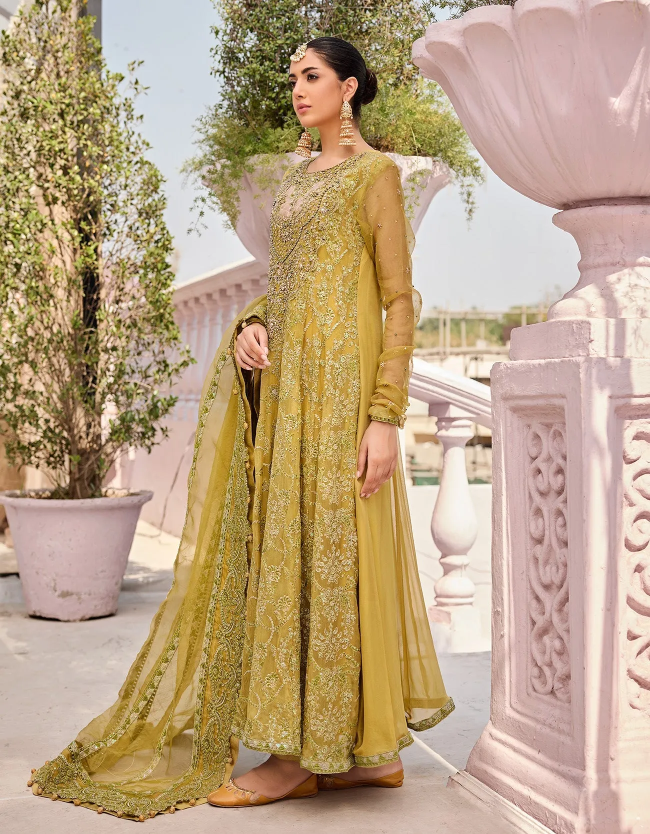 Organza Embroidered Frock Pakistani Party Dresses