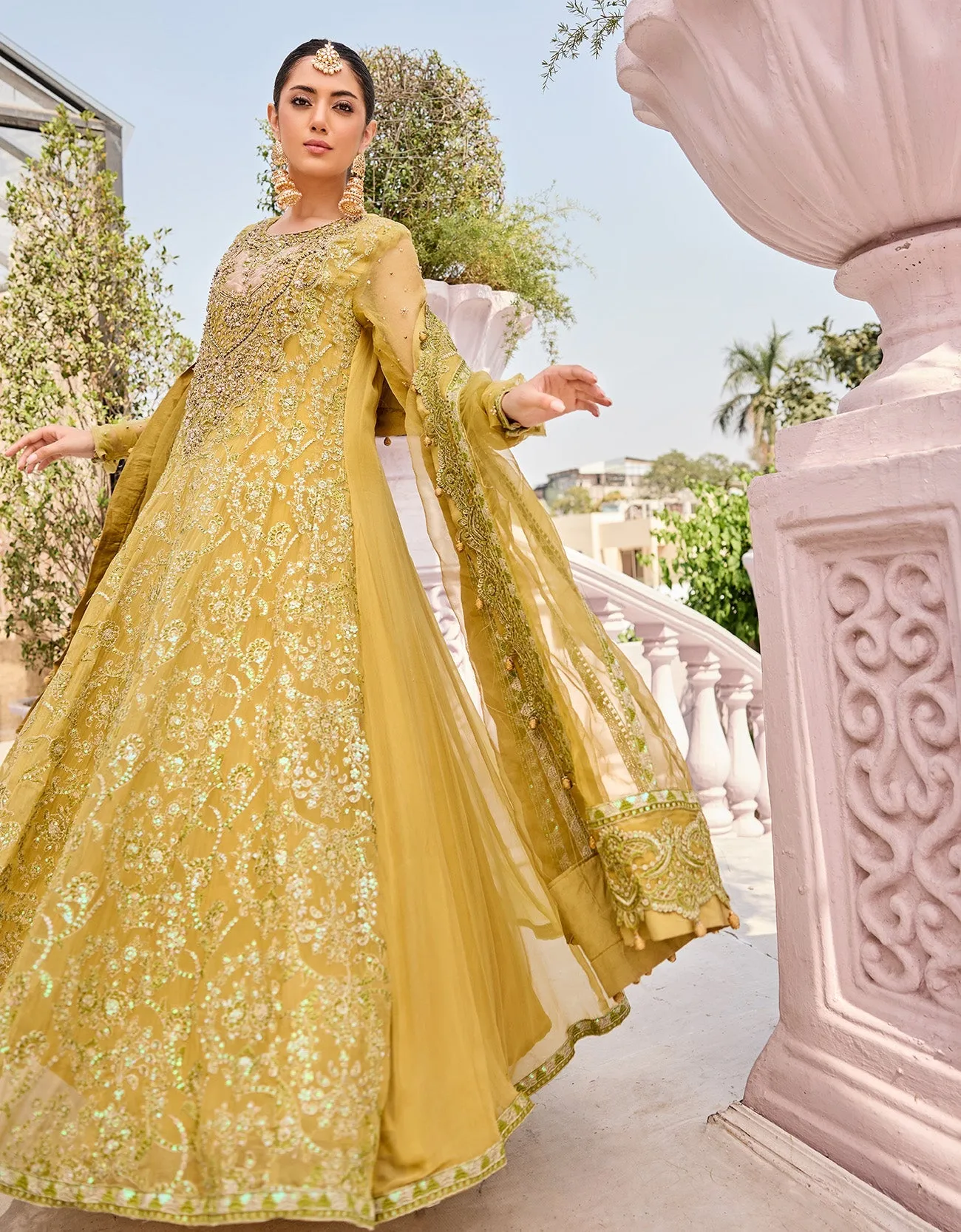 Organza Embroidered Frock Pakistani Party Dresses