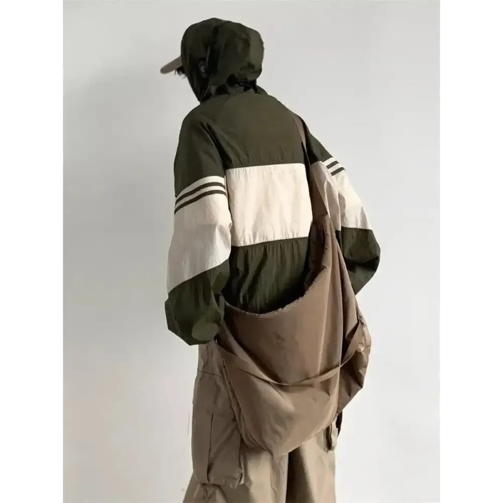 Oversized Color Block Hooded Jacket for Y2K Fashion