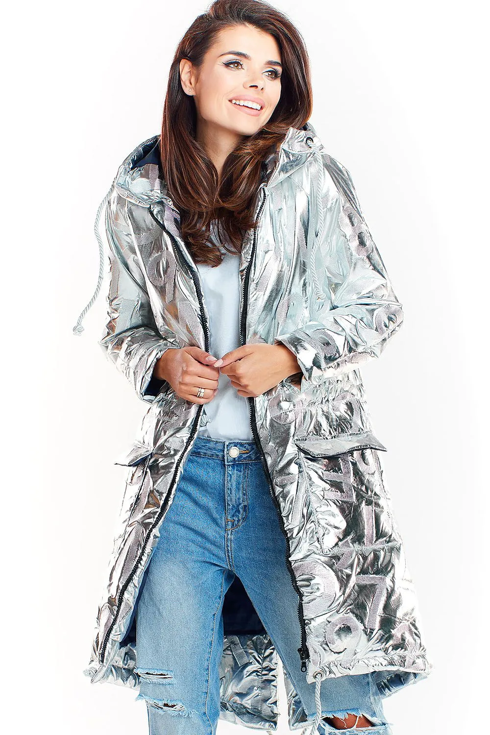 Oversized Insulated Press-Stud Coat