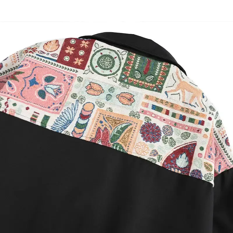 Oversized Zip-Up Jacket for Y2K Fashion with Graphic Print Rib Sleeves