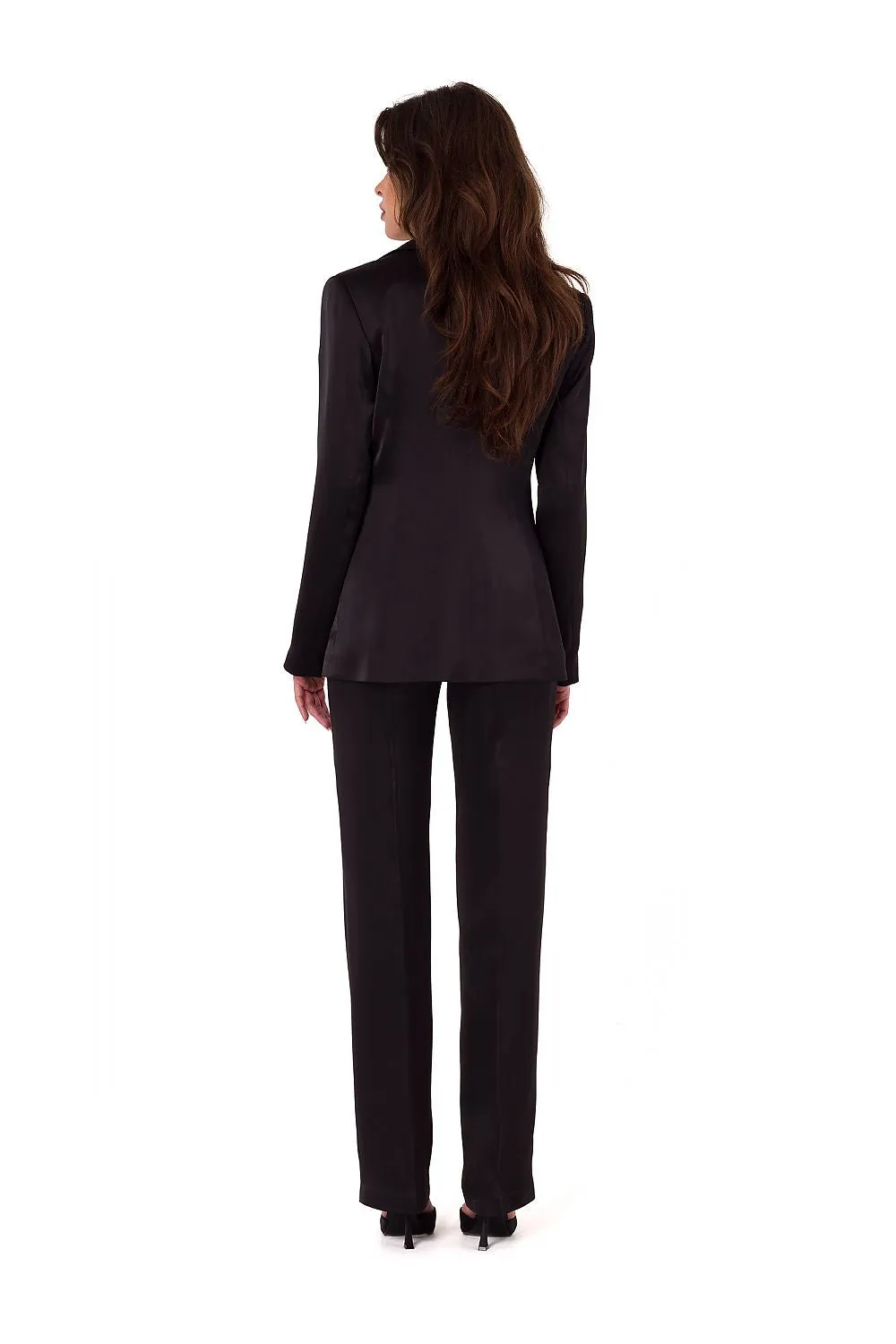 Padded Collar Satin Blazer