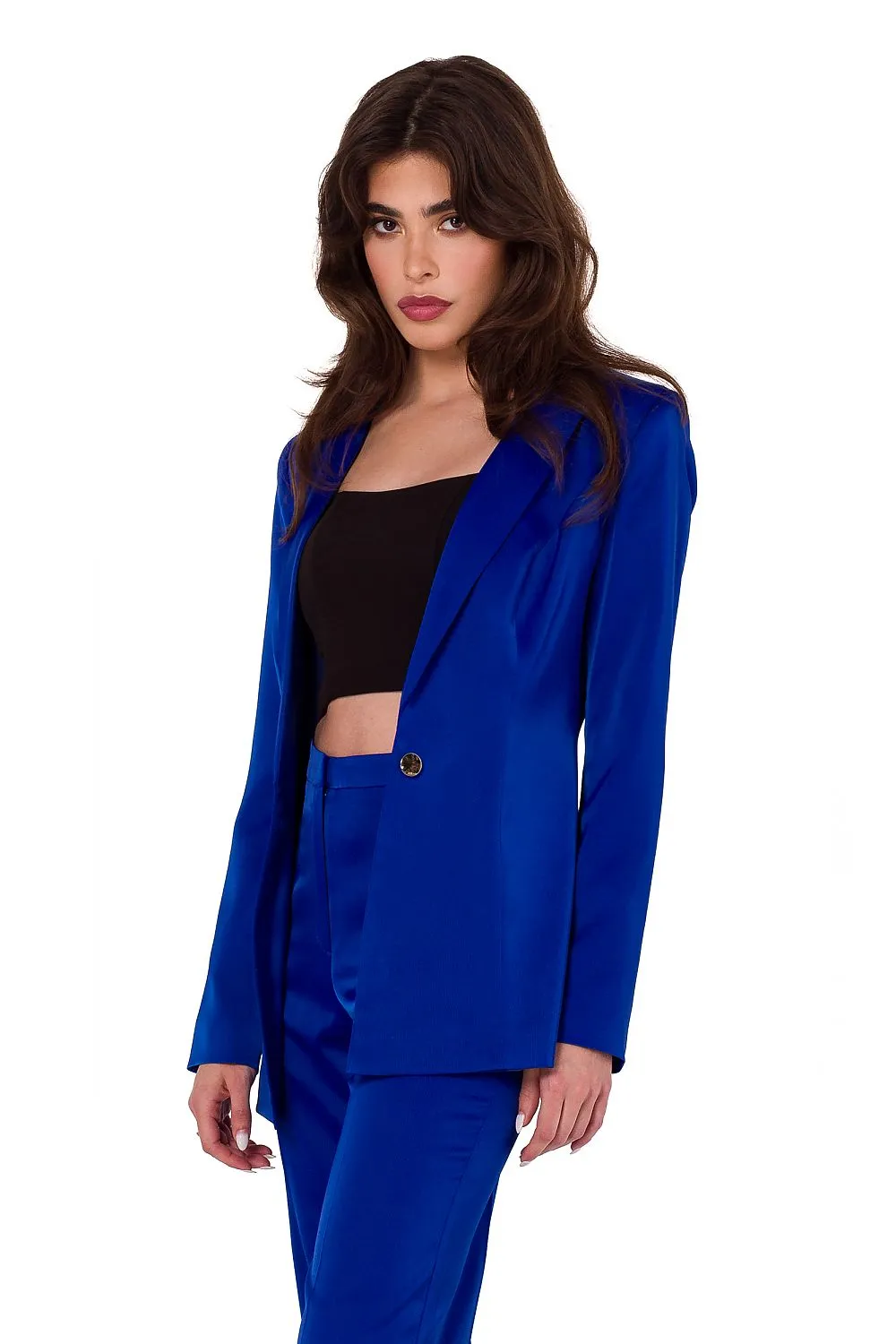 Padded Collar Satin Blazer