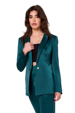 Padded Collar Satin Blazer