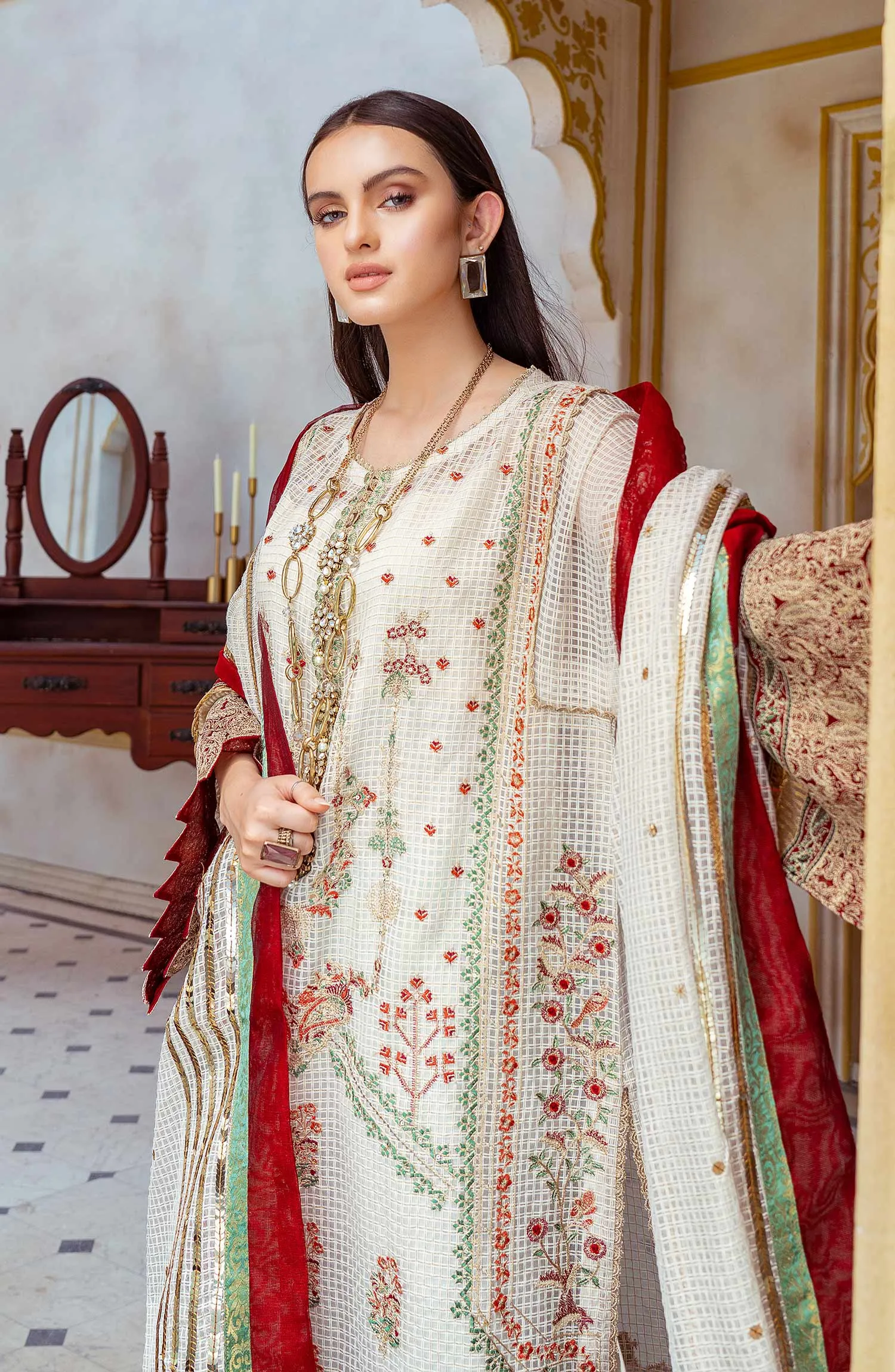 Pakistani Embroidered Salwar Kameez and Dupatta Dress
