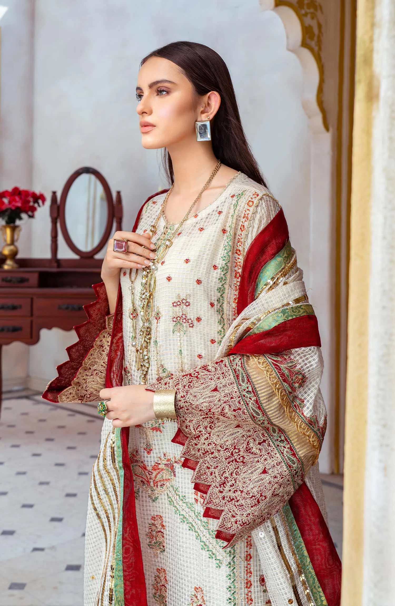 Pakistani Embroidered Salwar Kameez and Dupatta Dress