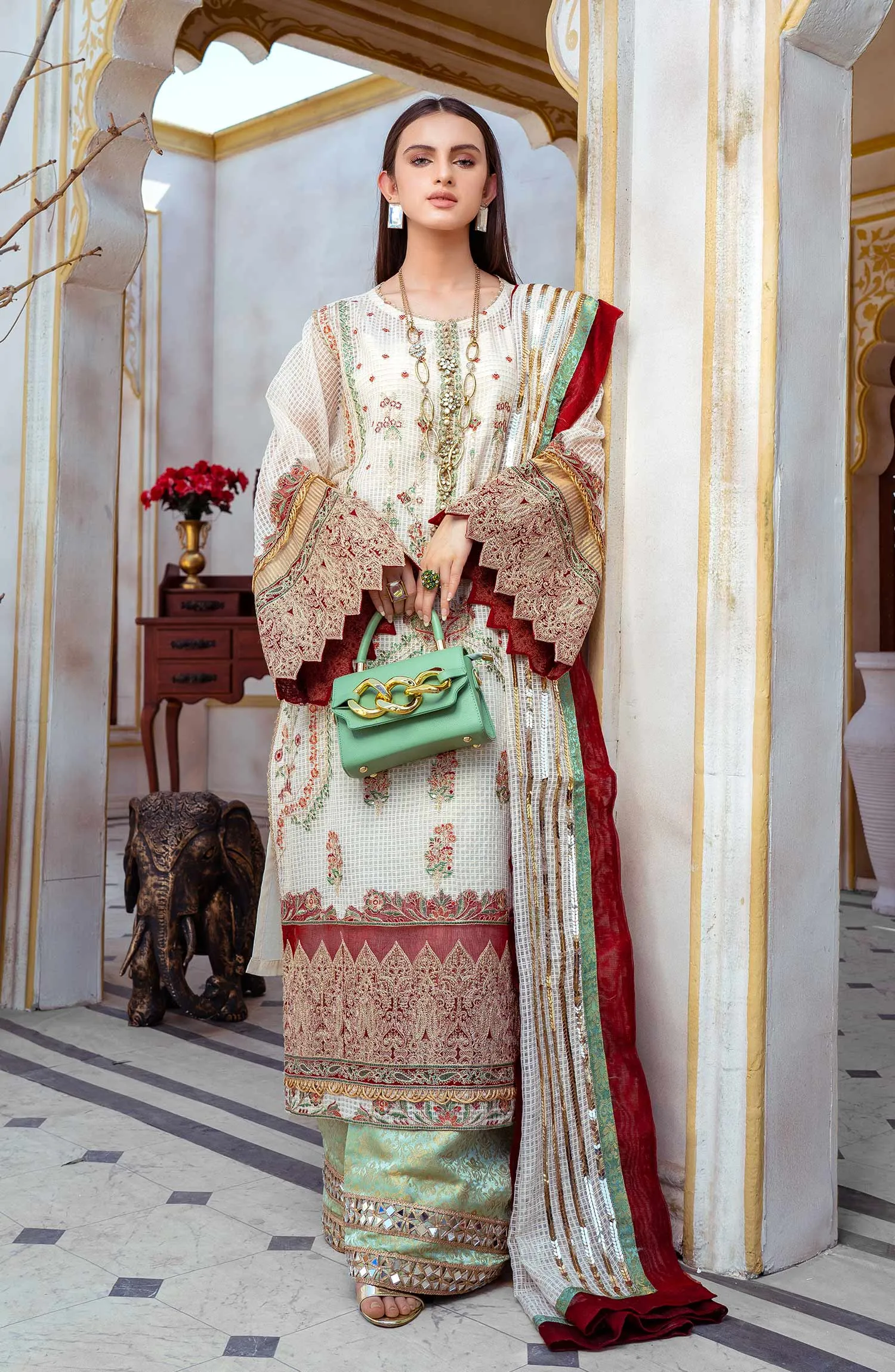 Pakistani Embroidered Salwar Kameez and Dupatta Dress
