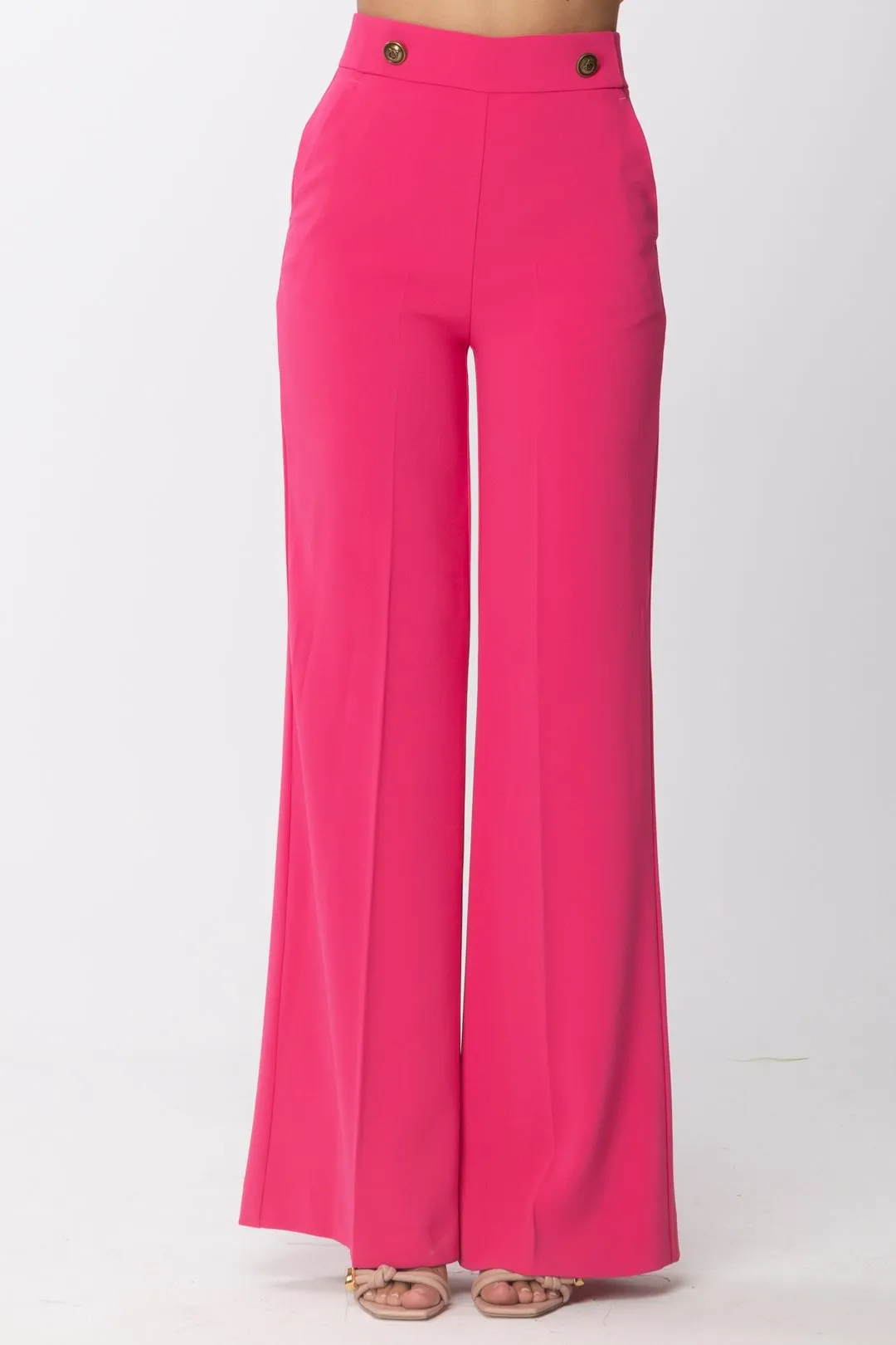 Pantaloni Palazzo con Bottoni
