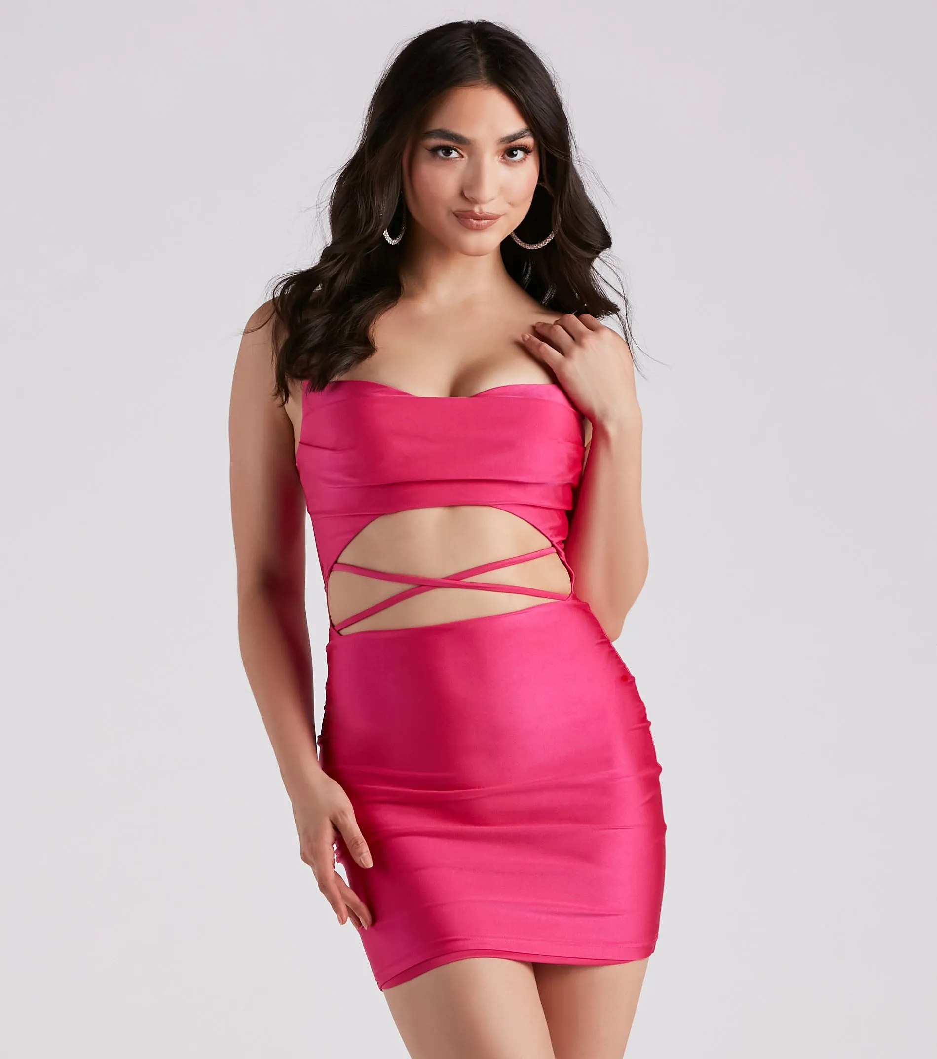 Party Town V-Neck Cutout Mini Dress