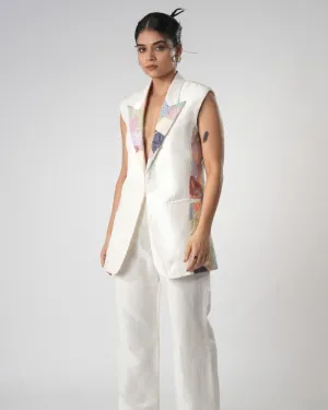 pastel mosaic longline blazer