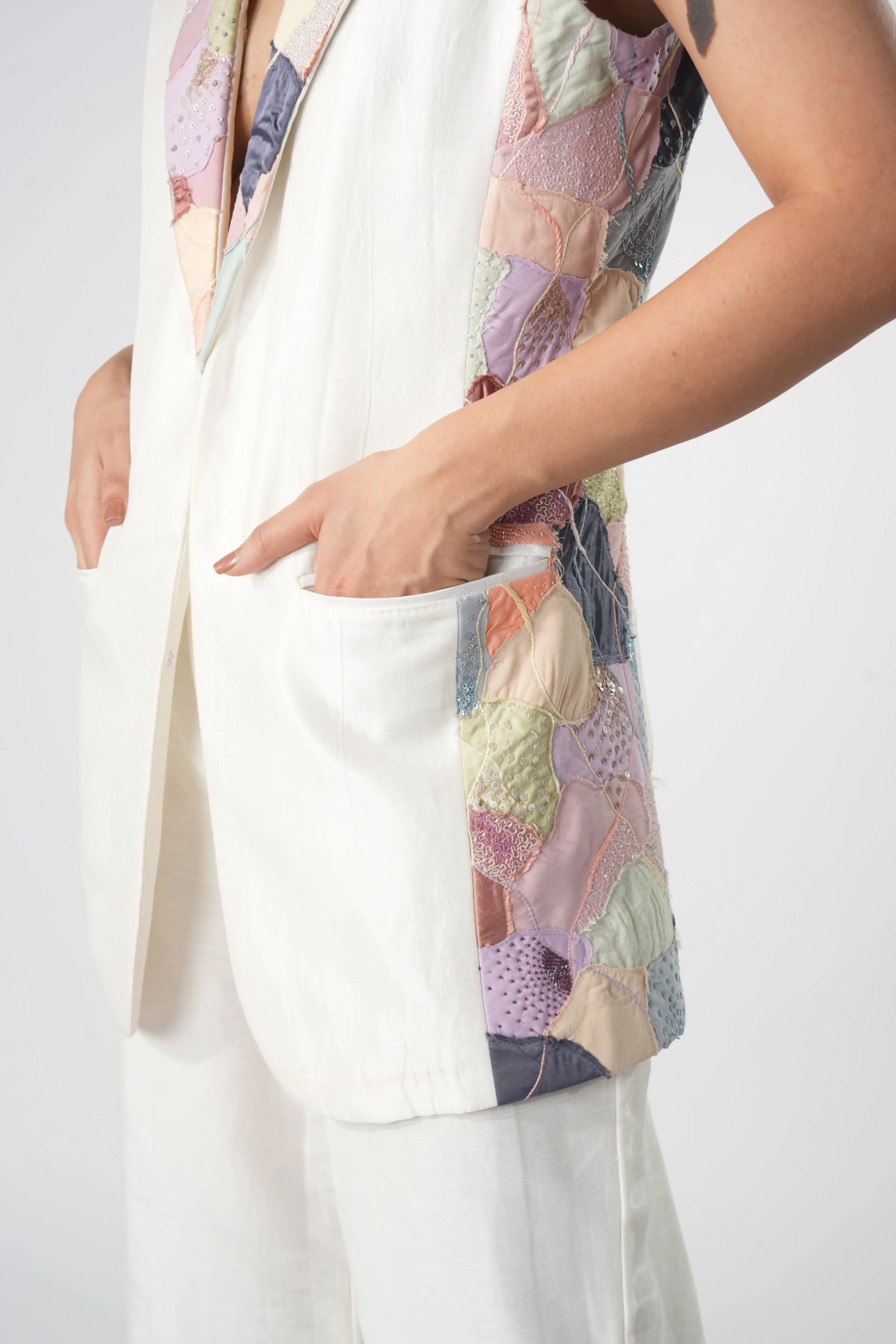 pastel mosaic longline blazer