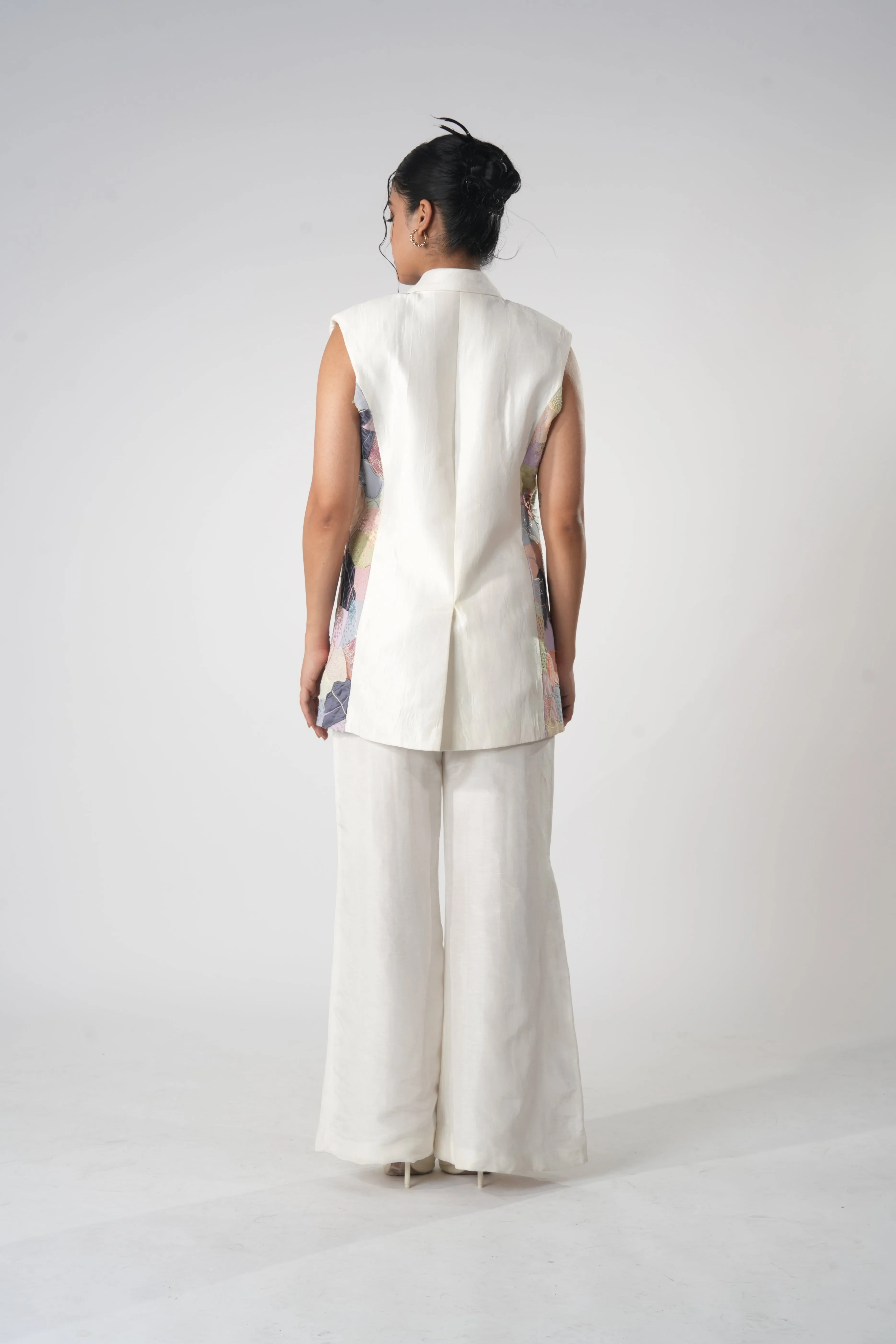 pastel mosaic longline blazer