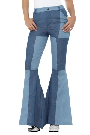Patchwork 70s Deluxe Double Denim Ladies Flares