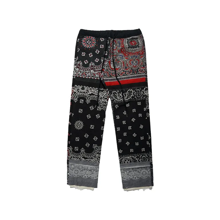 PATCHWORK BANDANA TROUSERS - BLACK