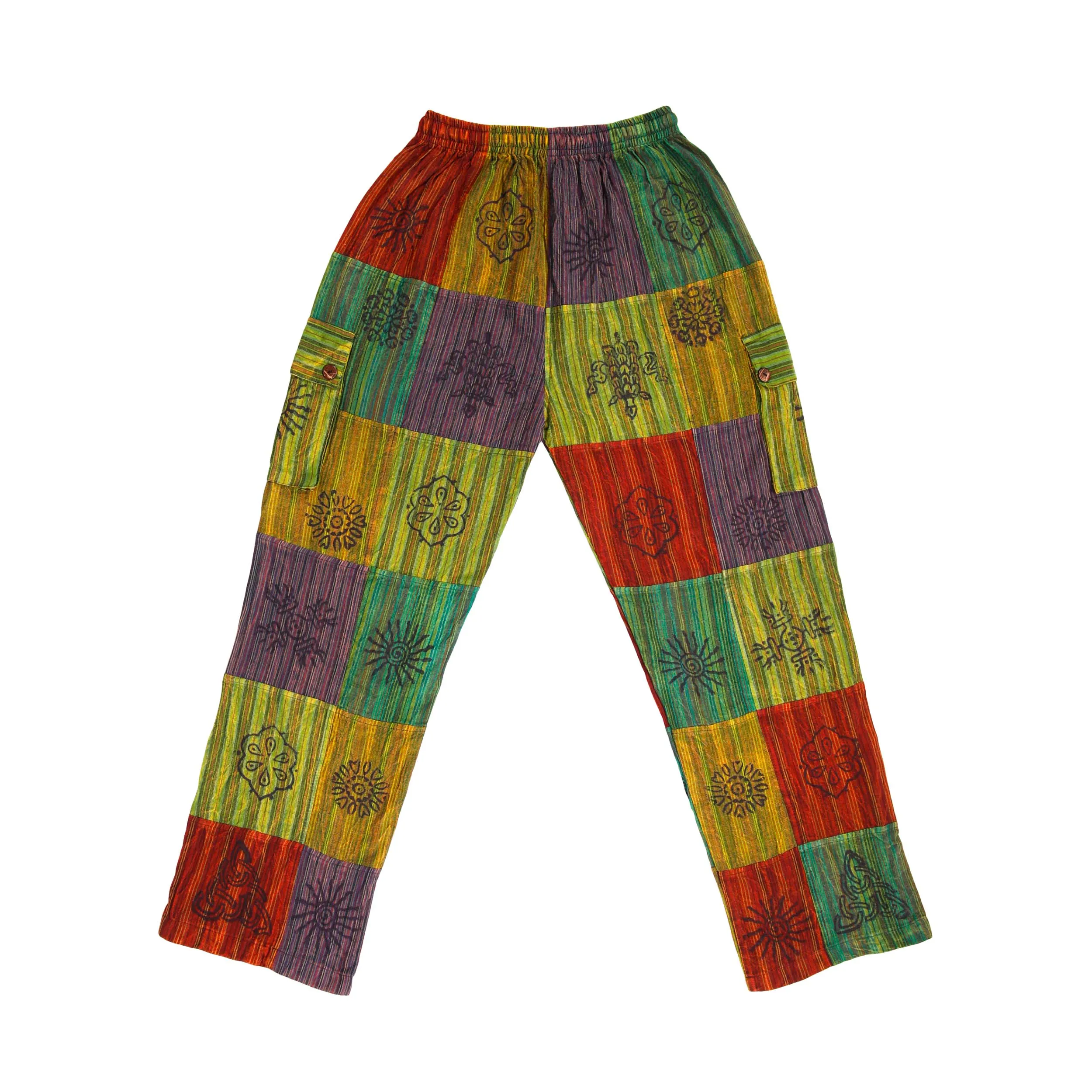 Patchwork Cotton Trousers - Khaki