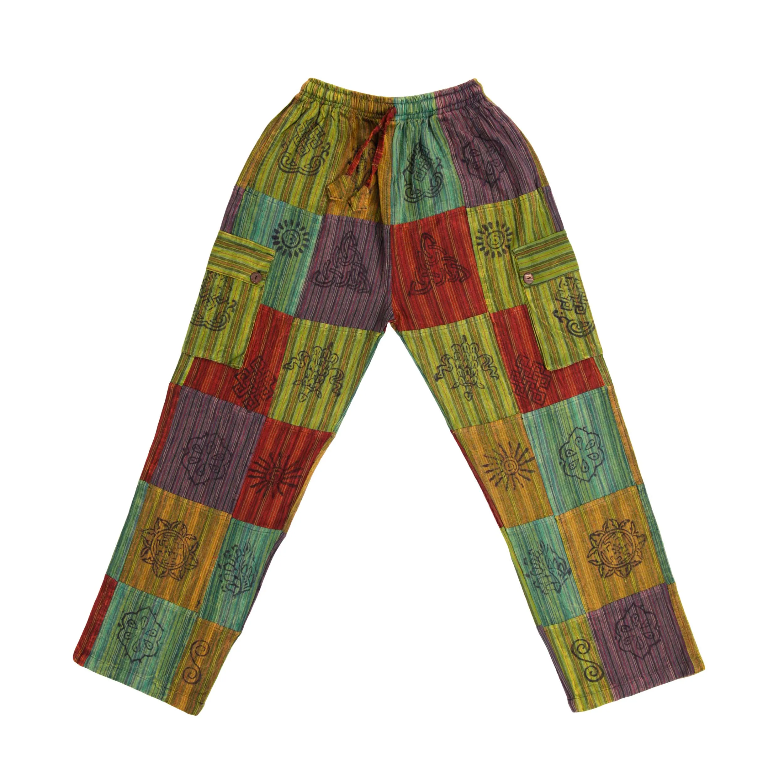 Patchwork Cotton Trousers - Khaki