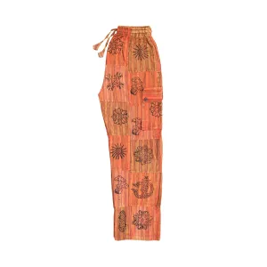 Patchwork Cotton Trousers - Orange