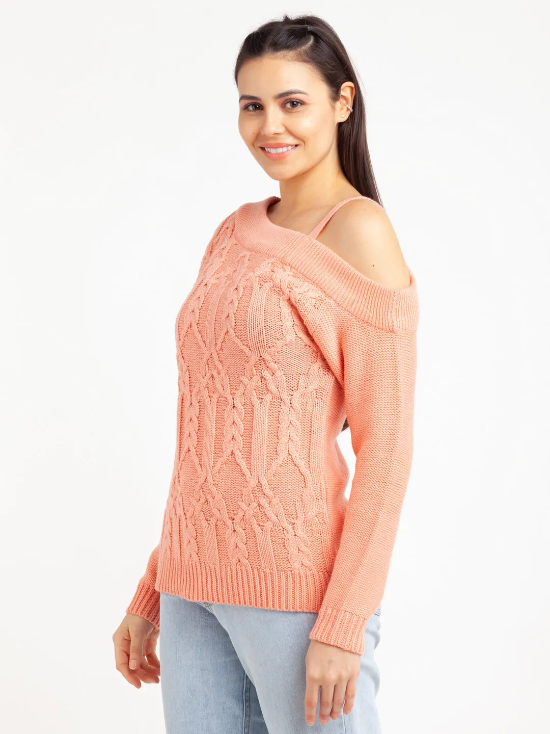 Peach Embroidered Sweater