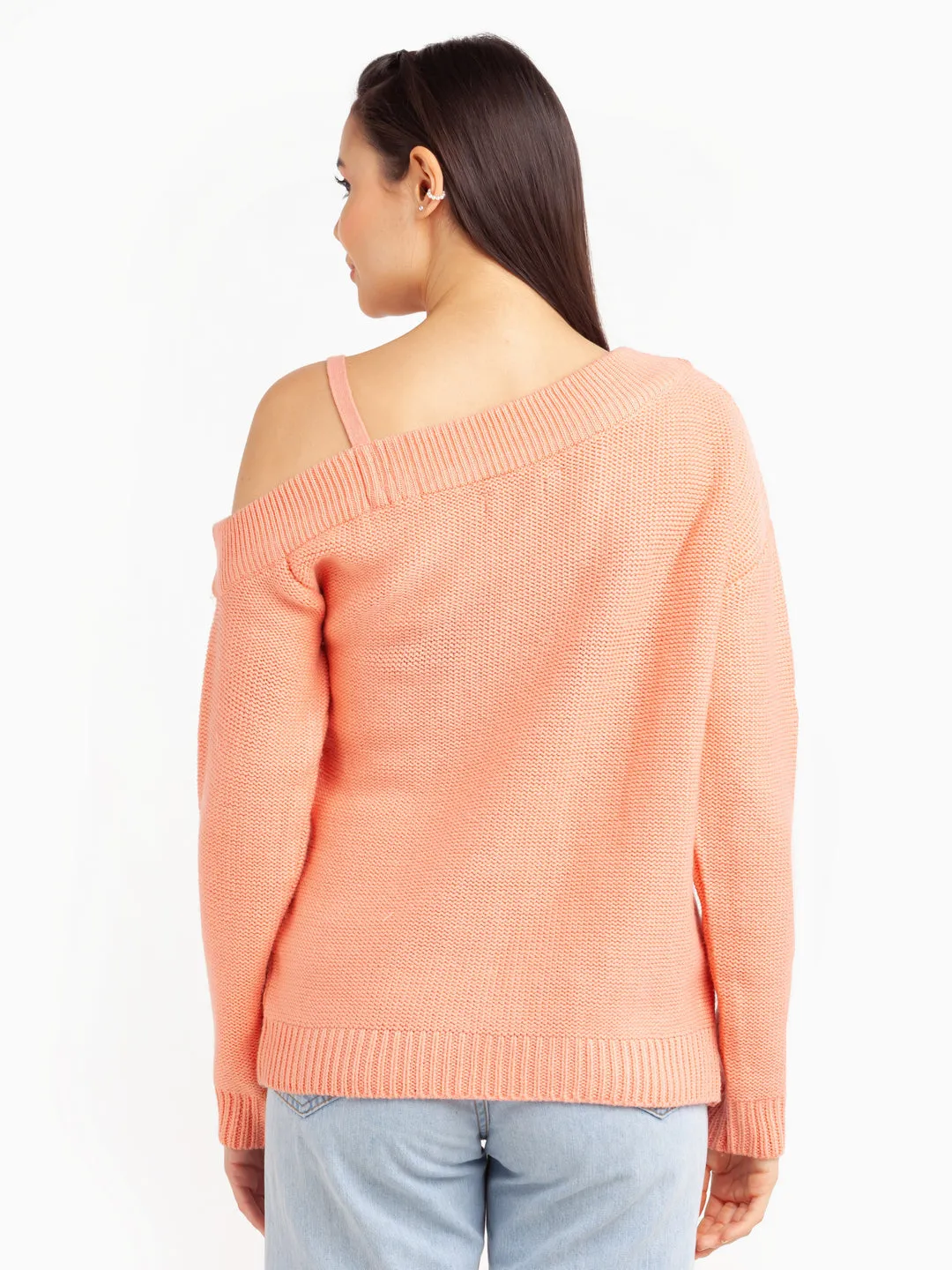 Peach Embroidered Sweater