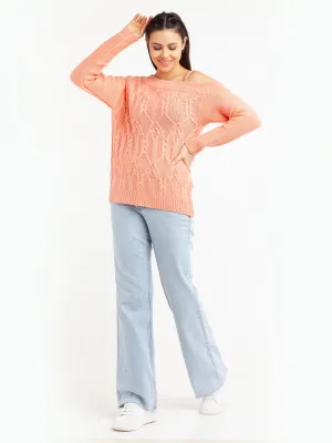 Peach Embroidered Sweater