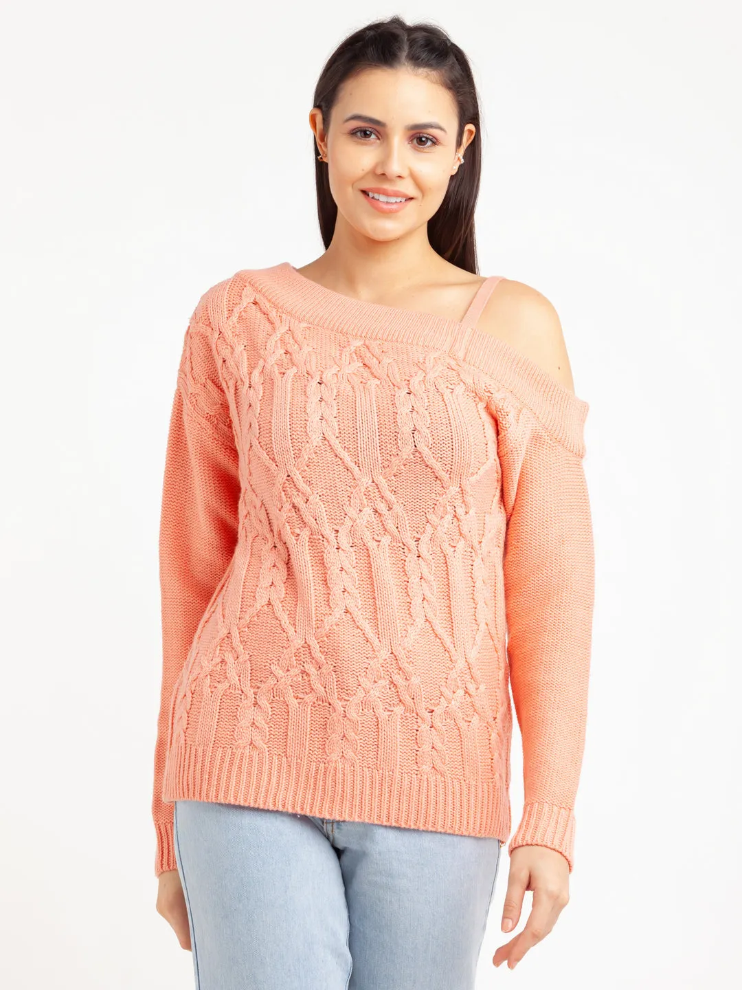 Peach Embroidered Sweater