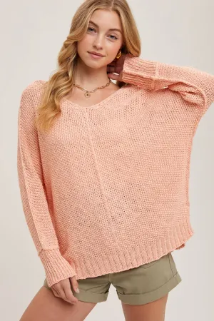 Peach Fuzz Reverse Seam Loose Sweater