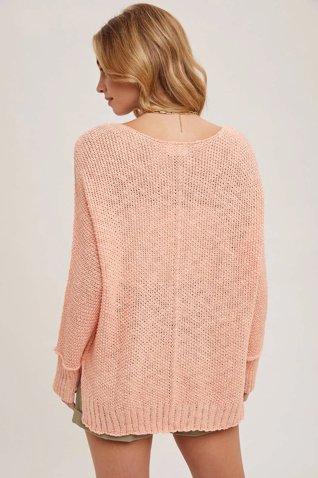 Peach Fuzz Reverse Seam Loose Sweater